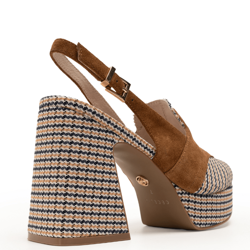 PEACE - COGNAC PLAID PLATFORM PUMP