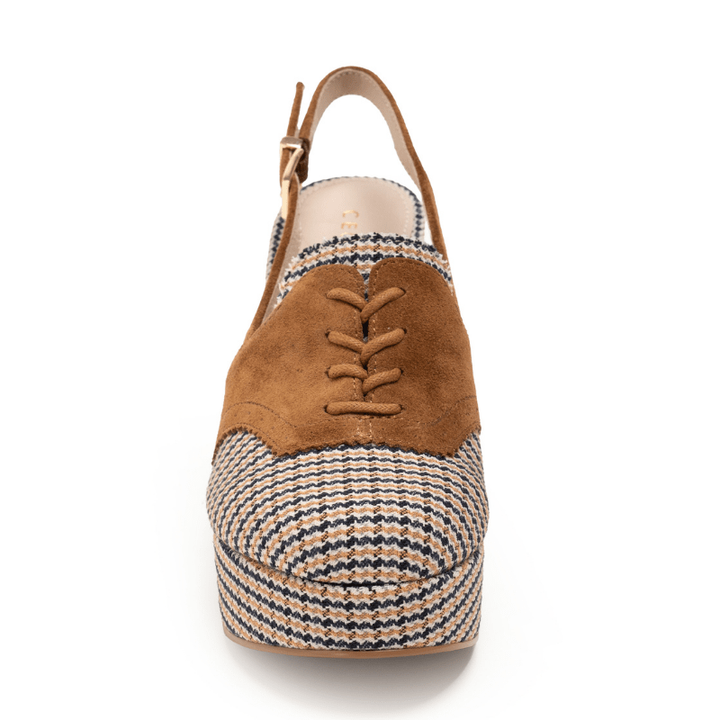 PEACE - COGNAC PLAID PLATFORM PUMP
