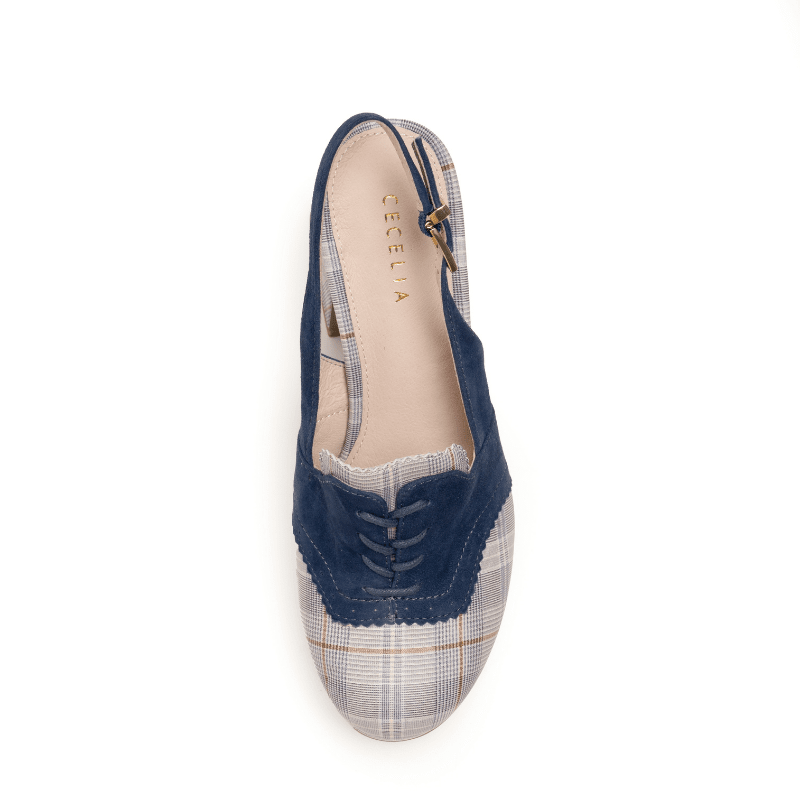 PEACE - NAVY PLAID PLATFORM PUMP