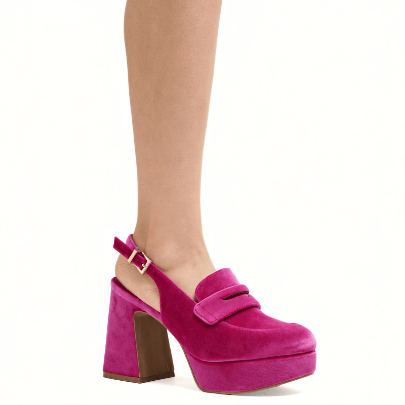PIRATE - PINK VELVET PLATFORM PUMP