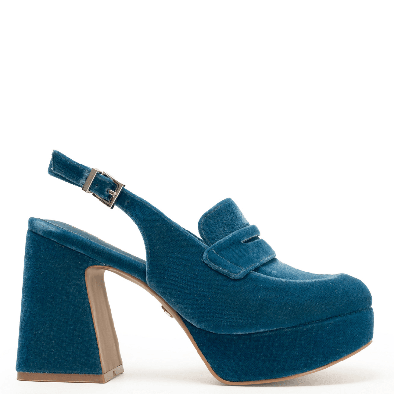 PIRATE - TEAL VELVET PLATFORM PUMP