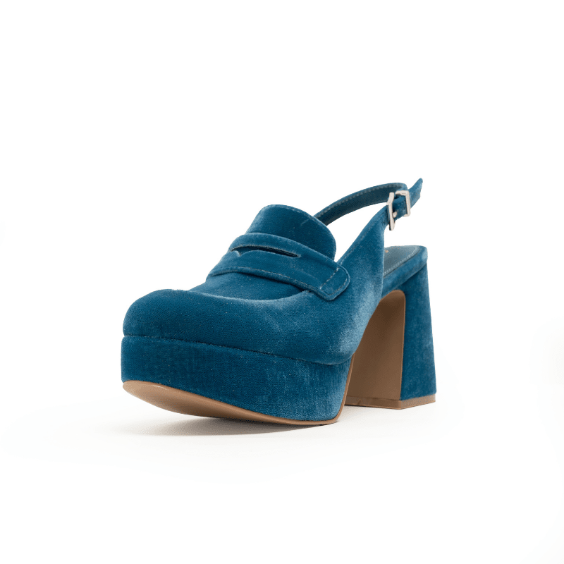 PIRATE - TEAL VELVET PLATFORM PUMP