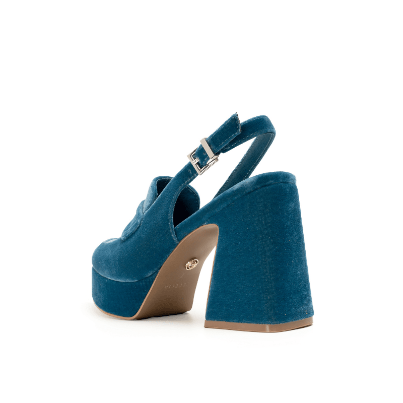 PIRATE - TEAL VELVET PLATFORM PUMP