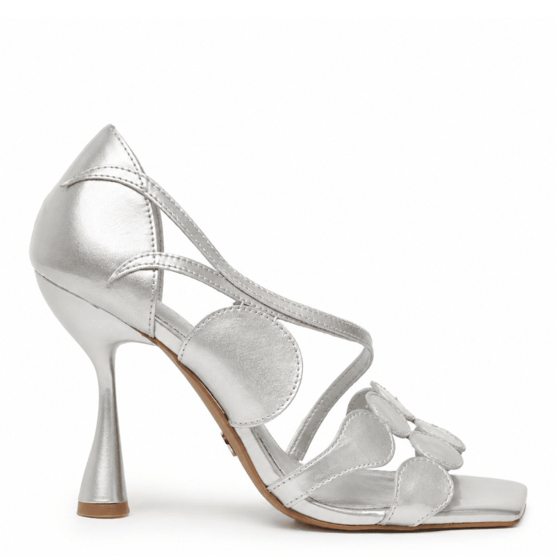 Silver Leather high-heeled sandal 