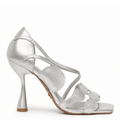 Silver Leather high-heeled sandal 