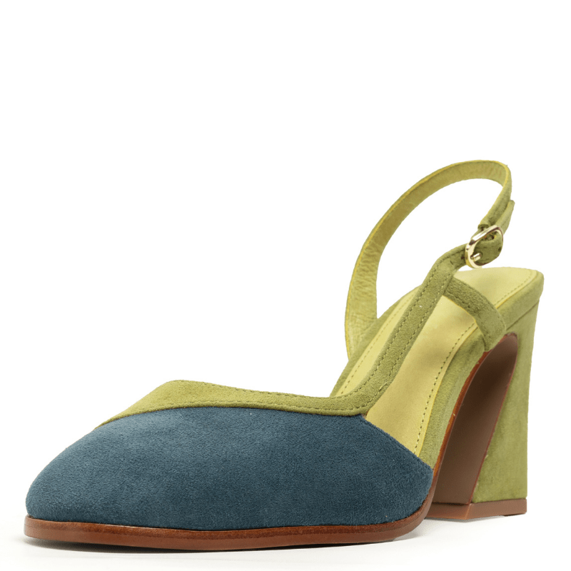 SOPHIA - BLUE EVERGREEN SUEDE SLINGBACK
