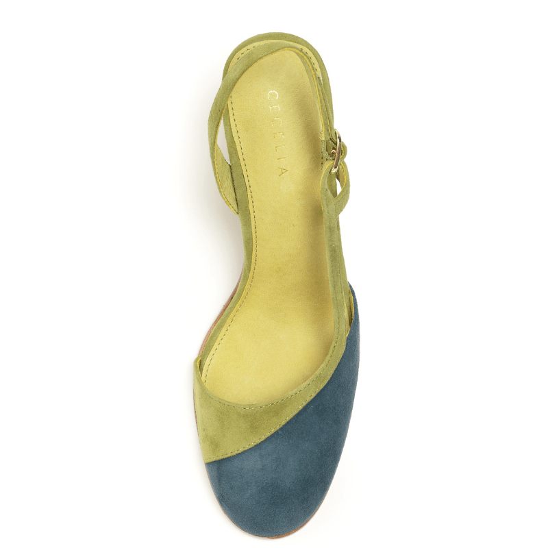 SOPHIA - BLUE EVERGREEN SUEDE SLINGBACK