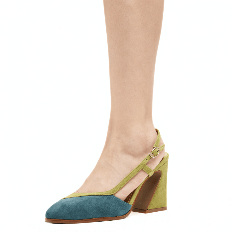 SOPHIA - BLUE EVERGREEN SUEDE SLINGBACK