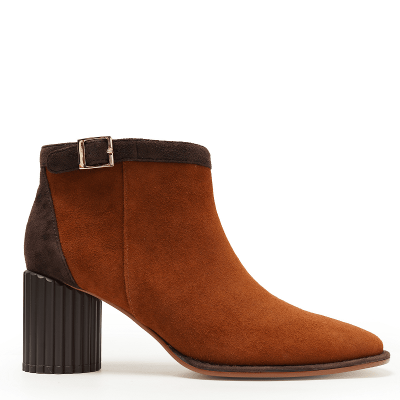 TULIA - CHOCOLATE COGNAC SUEDE BOOTIE