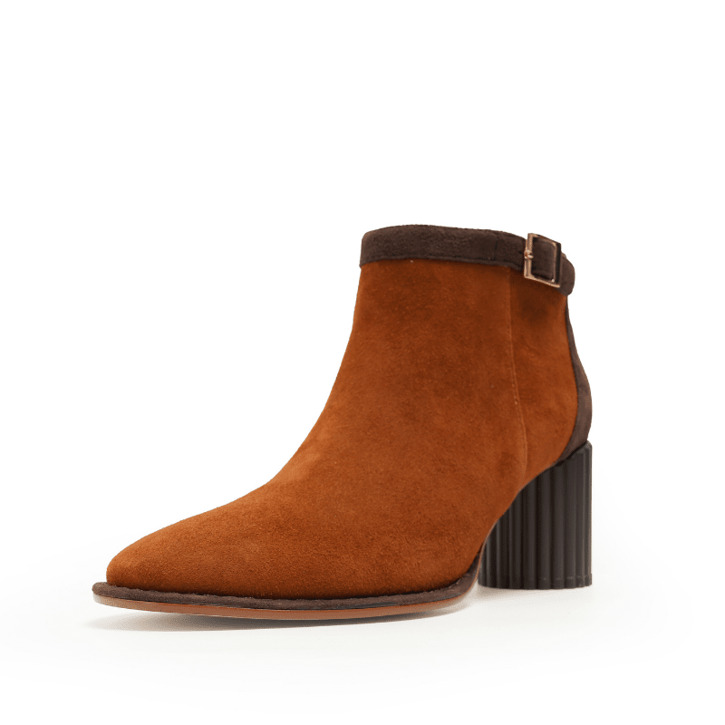 TULIA - CHOCOLATE COGNAC SUEDE BOOTIE