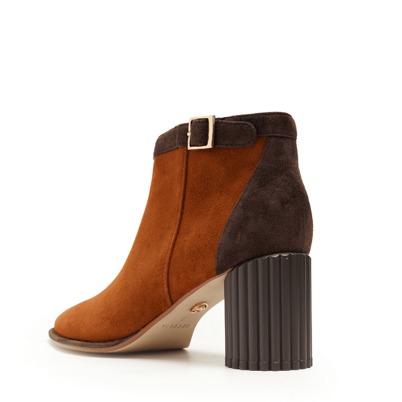 TULIA - CHOCOLATE COGNAC SUEDE BOOTIE