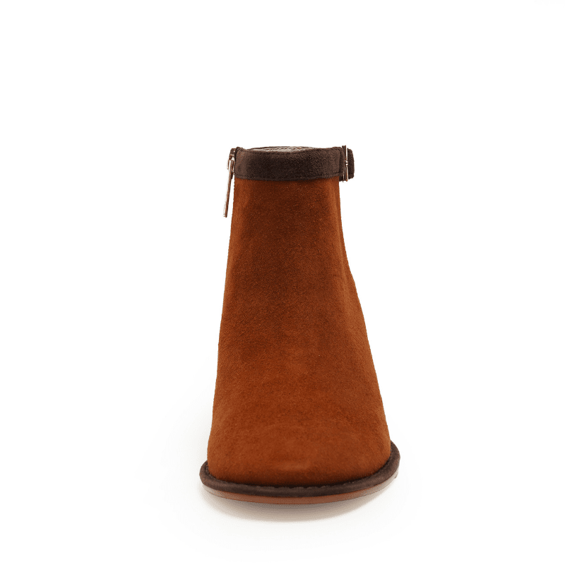 TULIA - CHOCOLATE COGNAC SUEDE BOOTIE