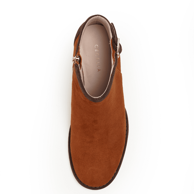 TULIA - CHOCOLATE COGNAC SUEDE BOOTIE