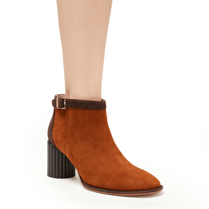 TULIA - CHOCOLATE COGNAC SUEDE BOOTIE