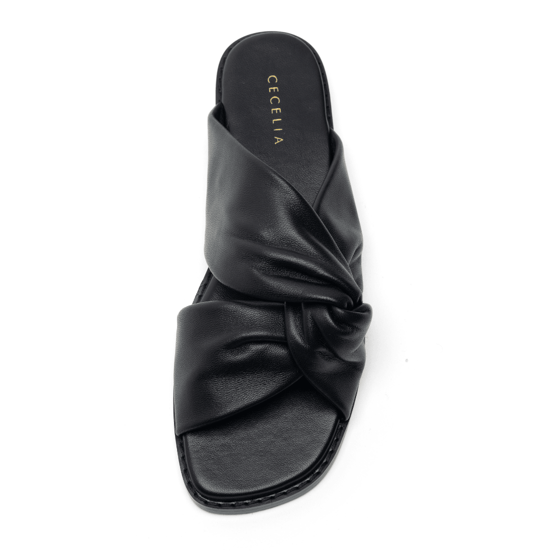 unique summer sandal in soft black leather designer 