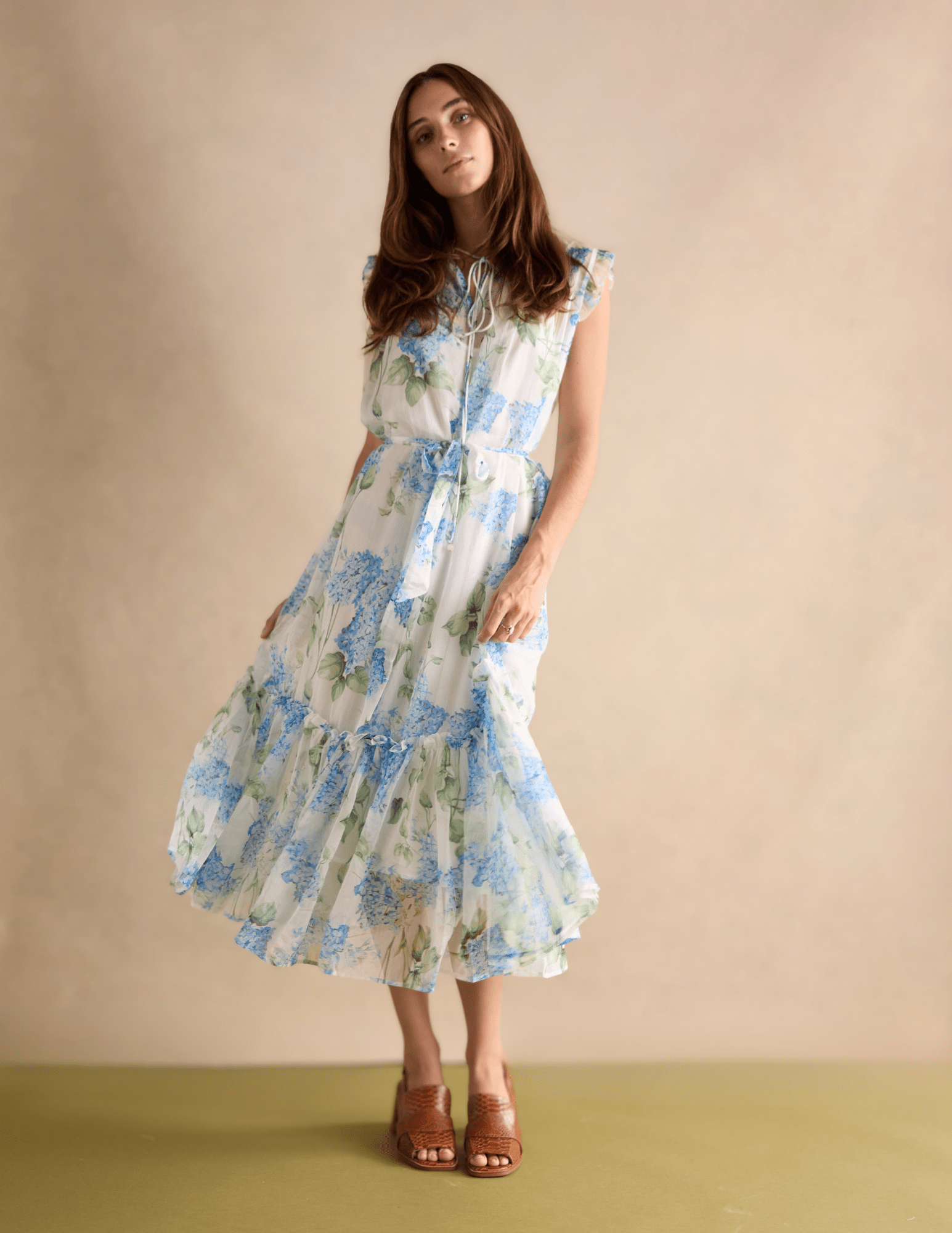 flower sheer dress Cecelia New YORK - REBA - Blue Floral Dress M / Floral