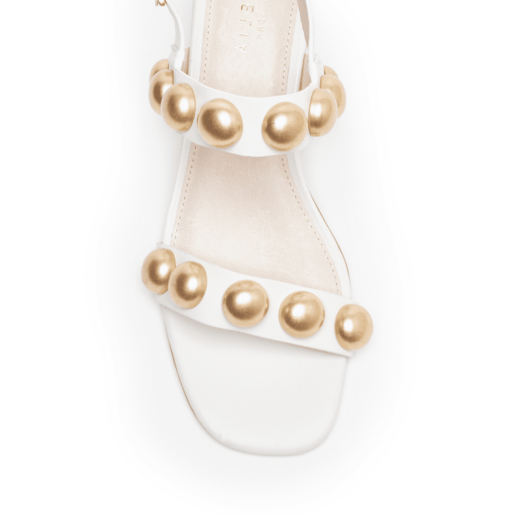 white cream ivory leather sandal gold dome 