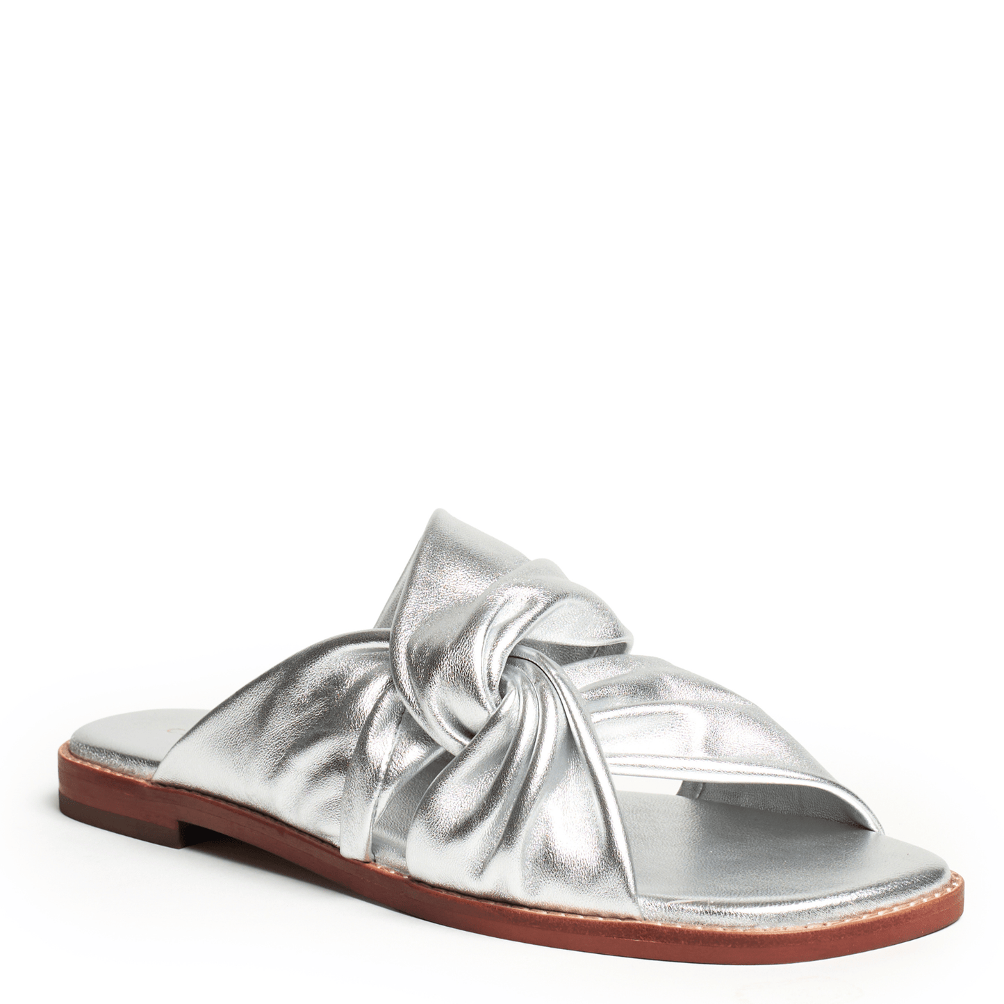 Casual Silver sandal with a knot design in soft leather 