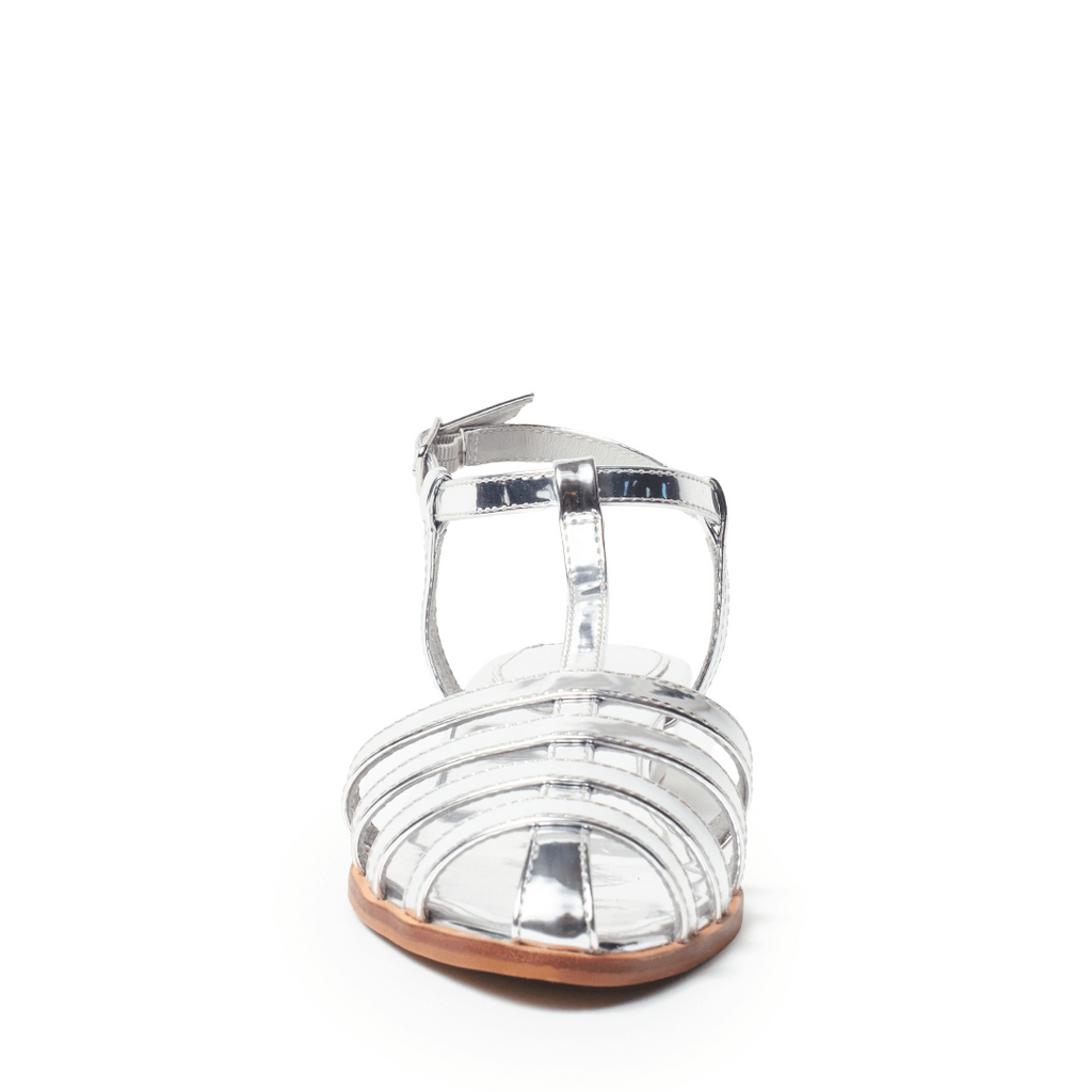 shiny silver metallic sandal summer
