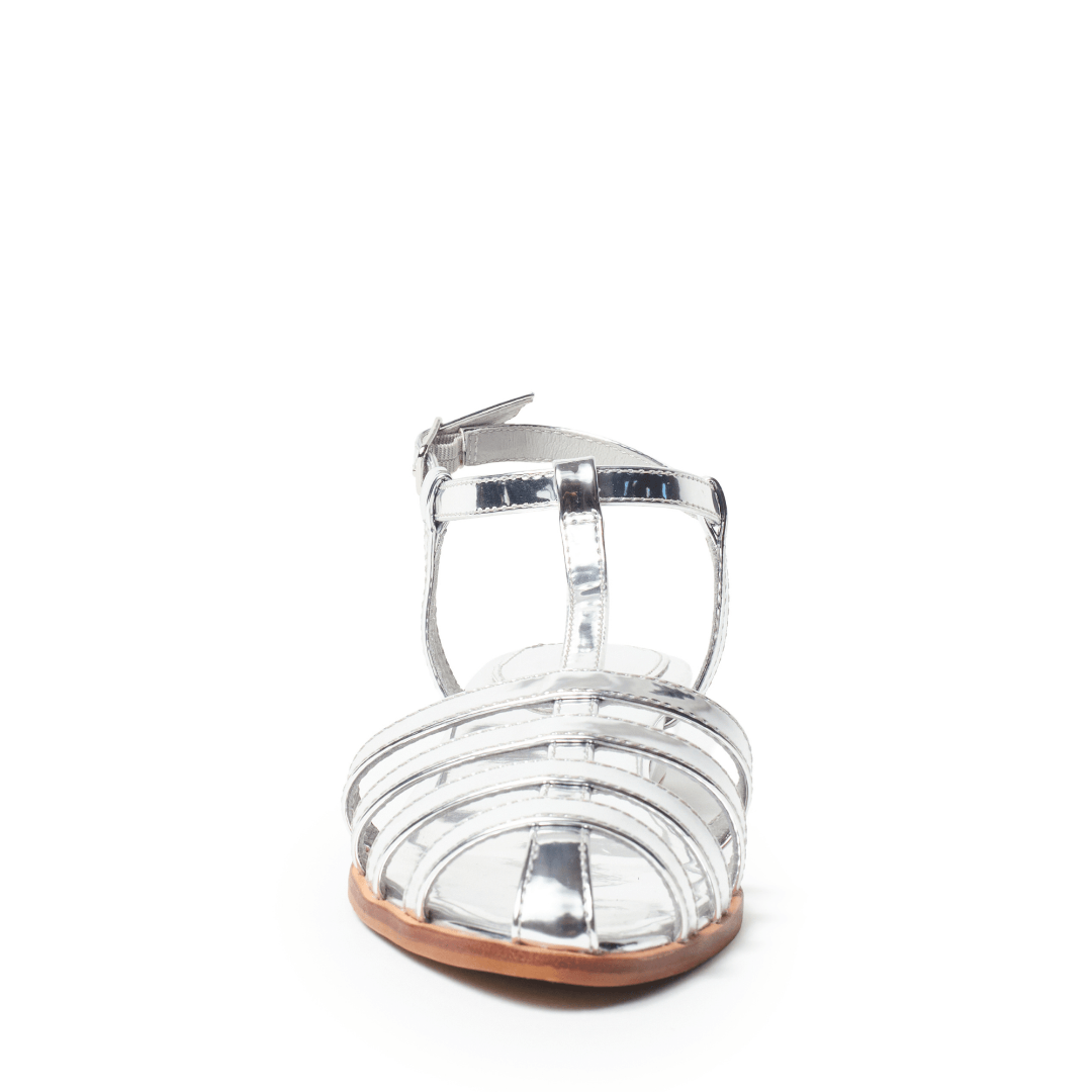 shiny silver metallic sandal summer
