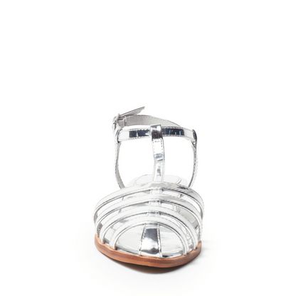 shiny silver metallic sandal summer