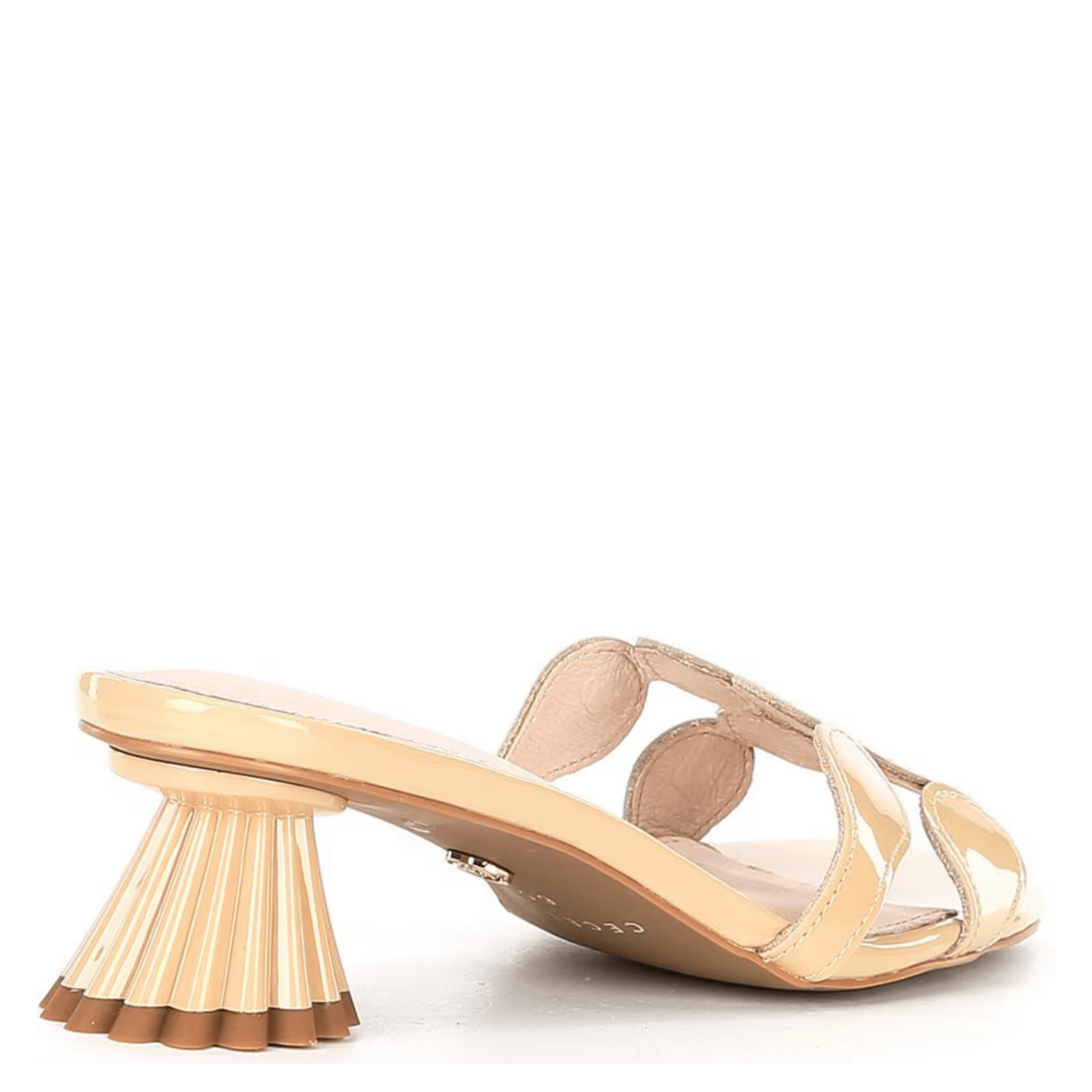 Cream high-heeled sandal with pleated heel medium high