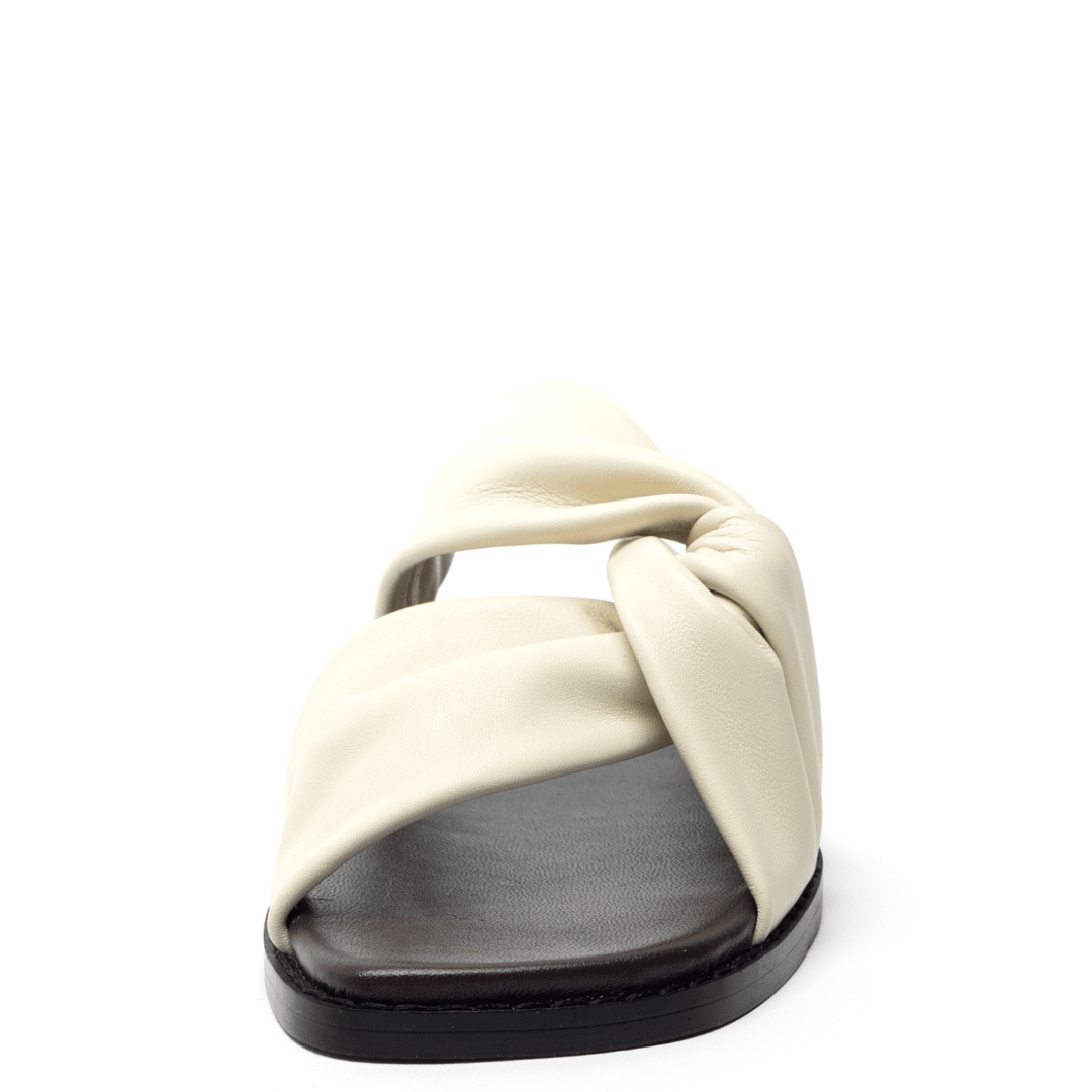 casual cream knotted leather sandals