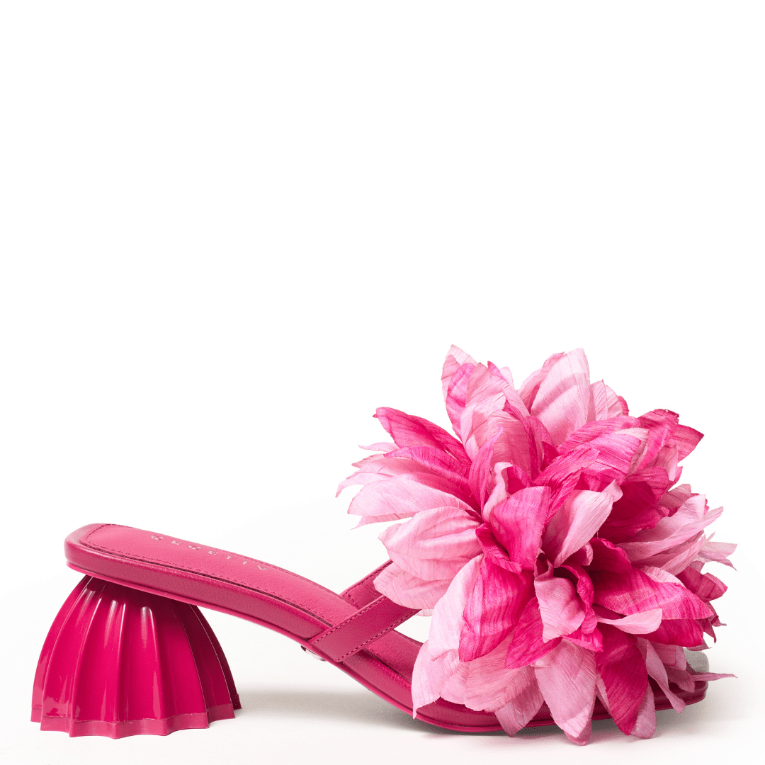 pink slip on flower sandal magenta pink