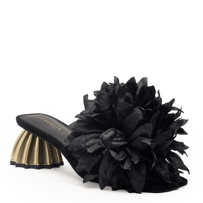 dressy black flower slide art deco