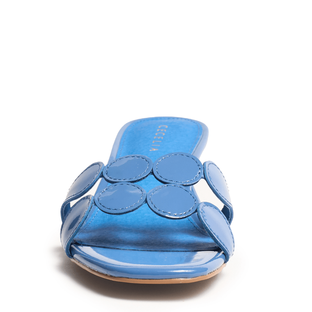 dressy blue summer slide sandal mule 