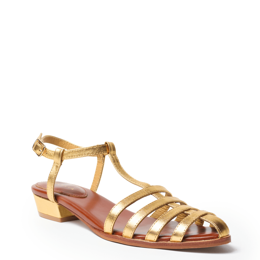 strappy gold metallic sandal