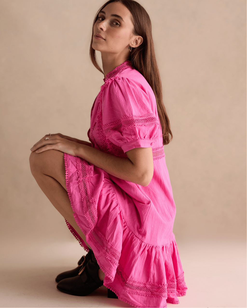 Cecelia New YORK SUZANNE - Hot Pink Dress S / Pink