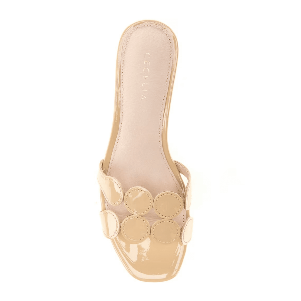 Ivory dress slide sandal mid heel