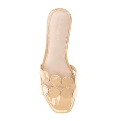 Ivory dress slide sandal mid heel