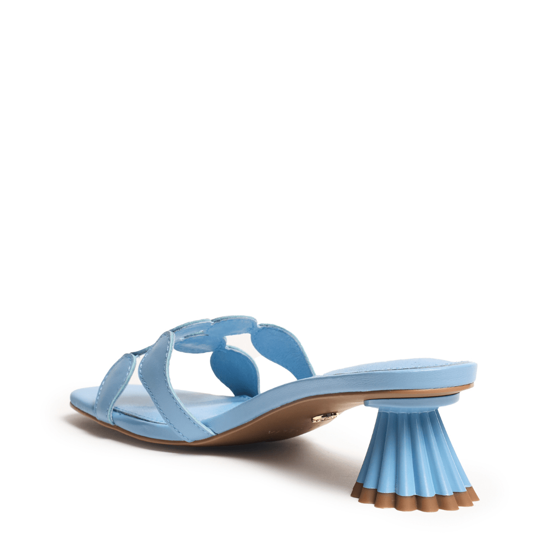 Light blue sandal with low block heel 