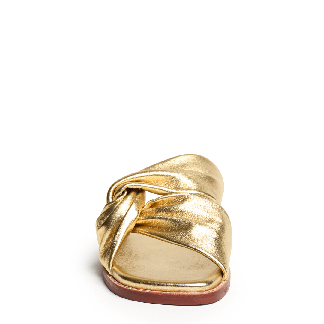 metallic gold leather sandal