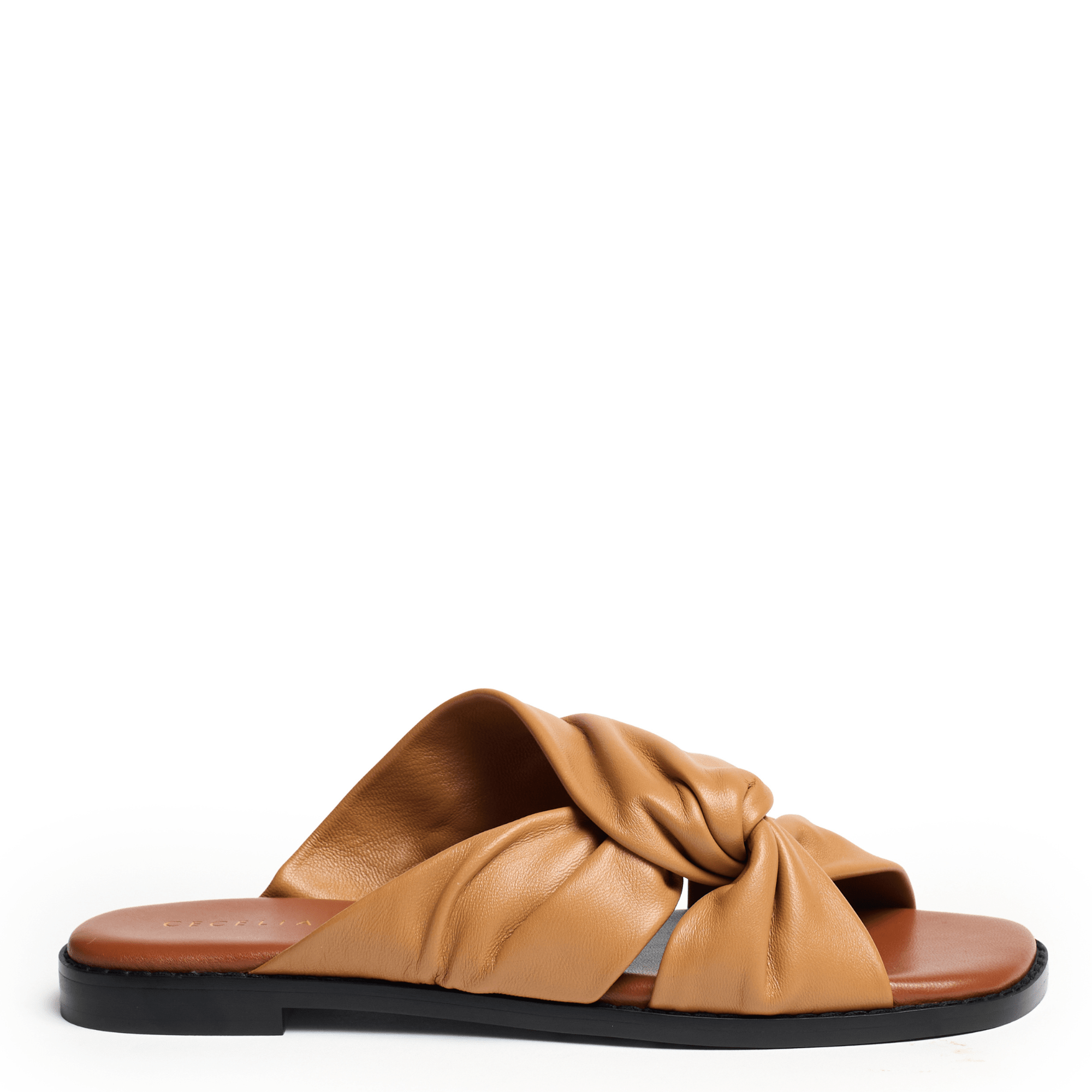 Tan sandal with a knot design 
