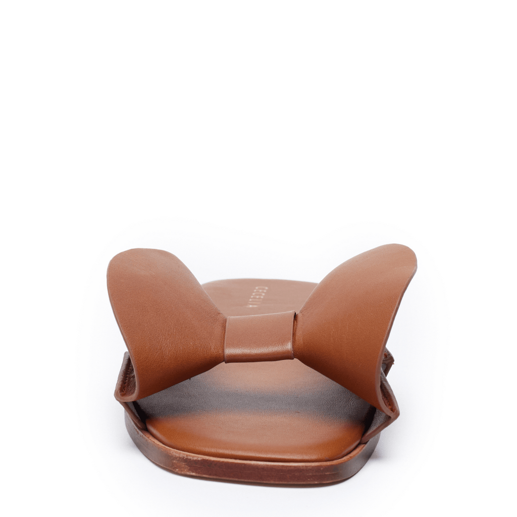brown sandal with large leather bowl womens