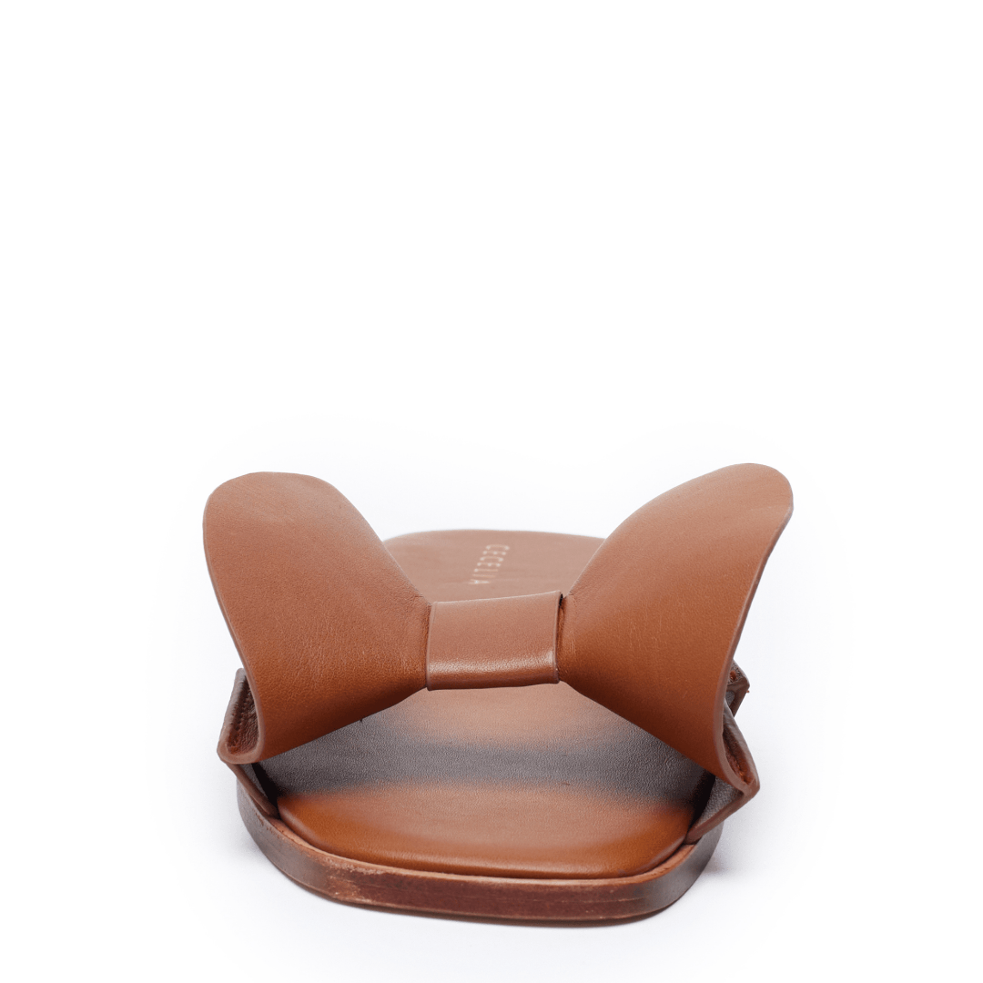 brown sandal with large leather bowl womens