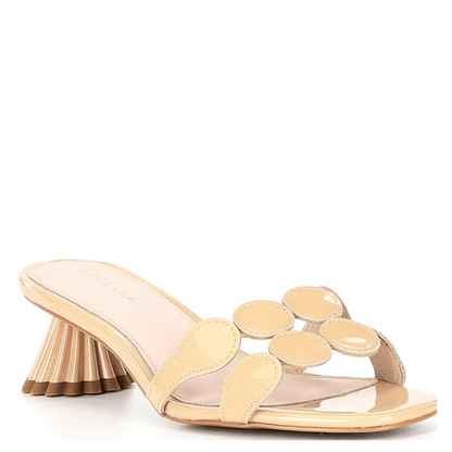 Off white soft leather slide sandal low block heel