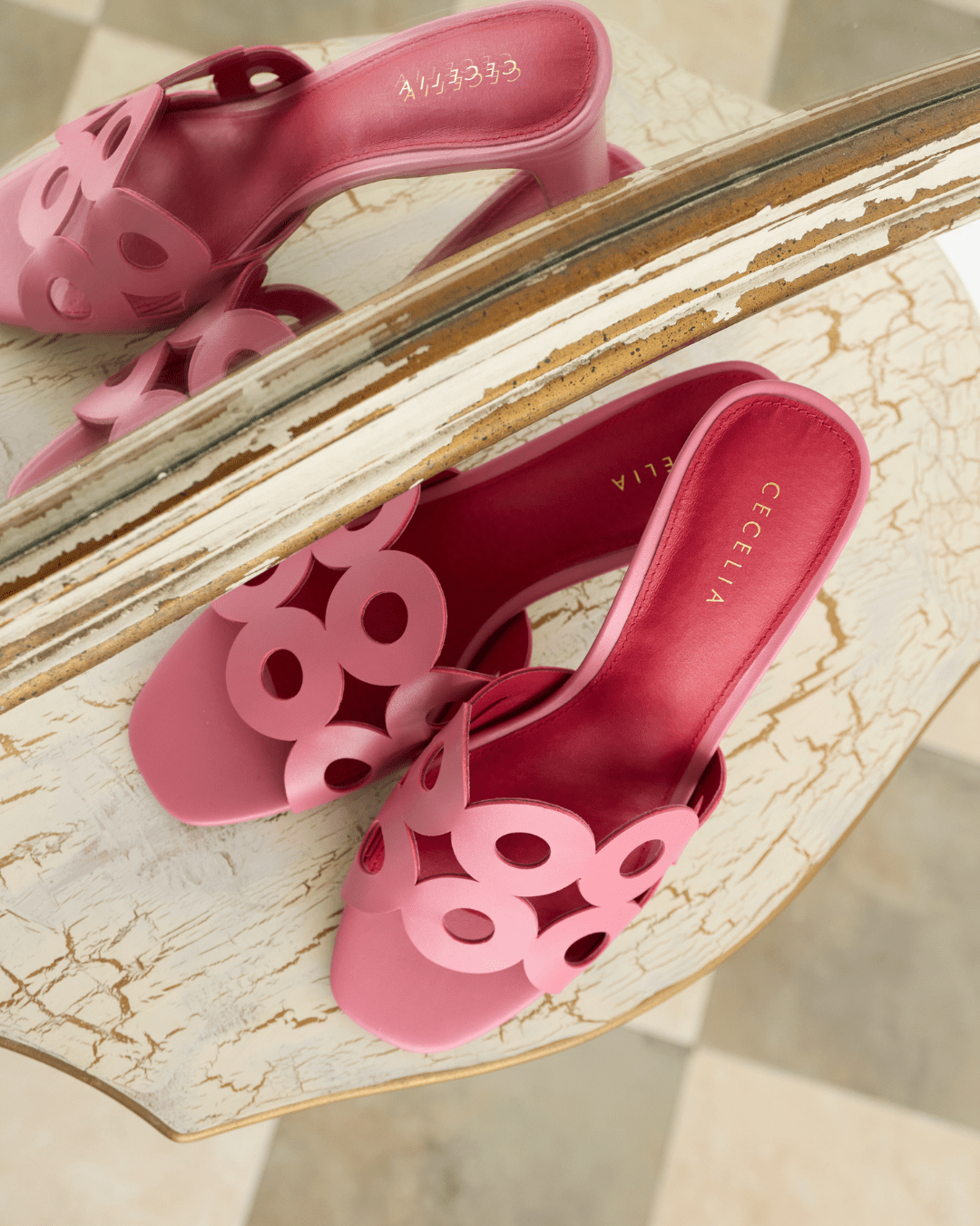 pink leather summer sandals 
