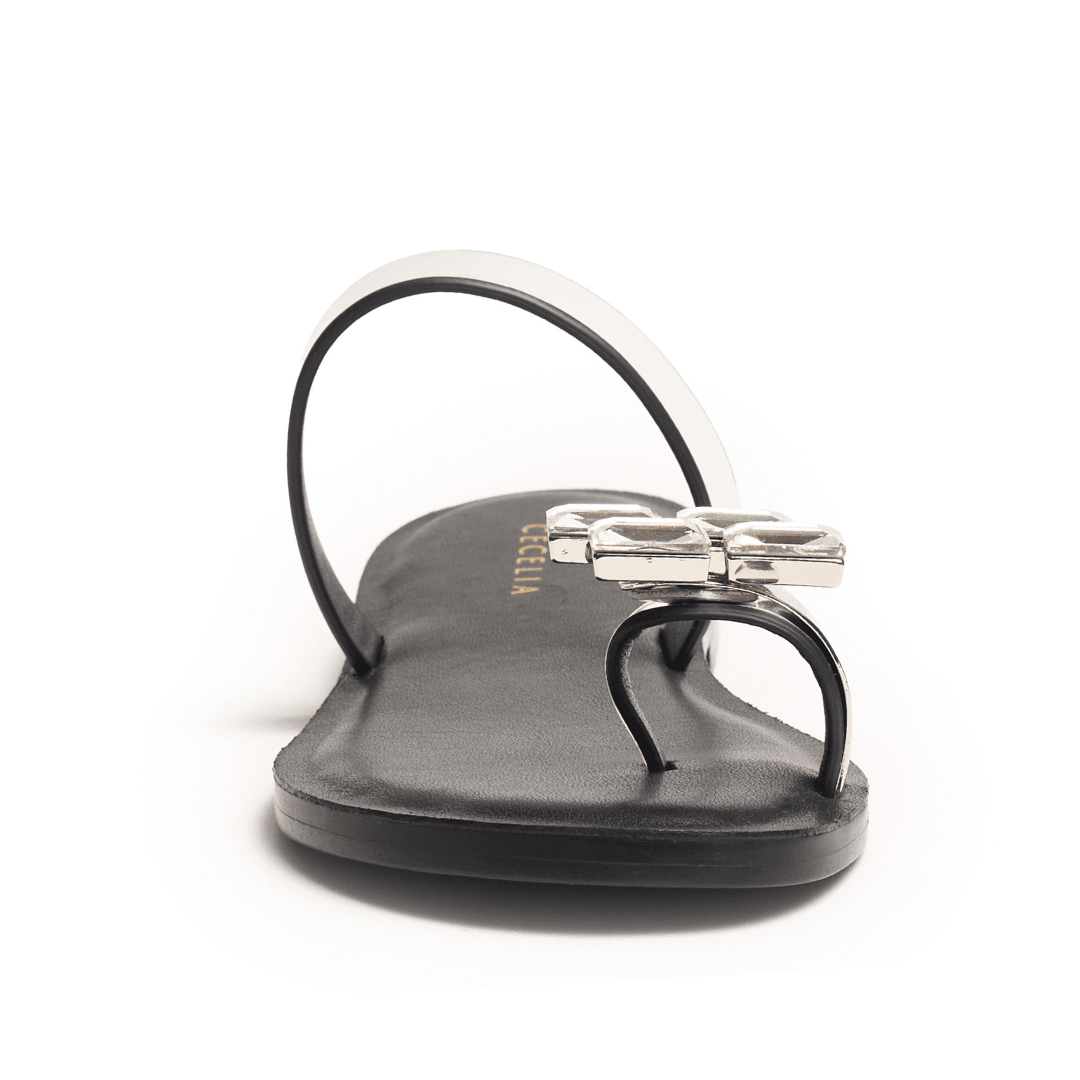 black with silver elegant sandal