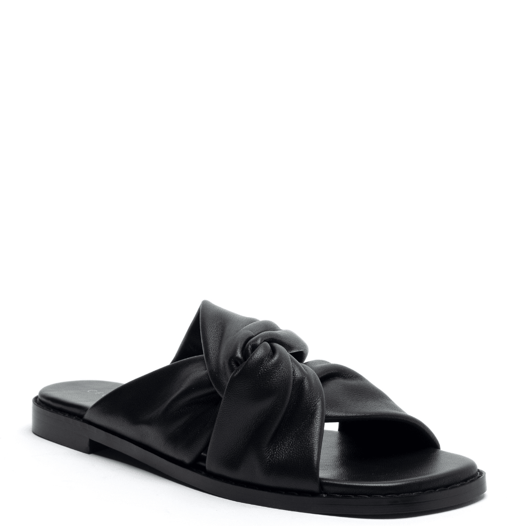 flat soft black leather sandal