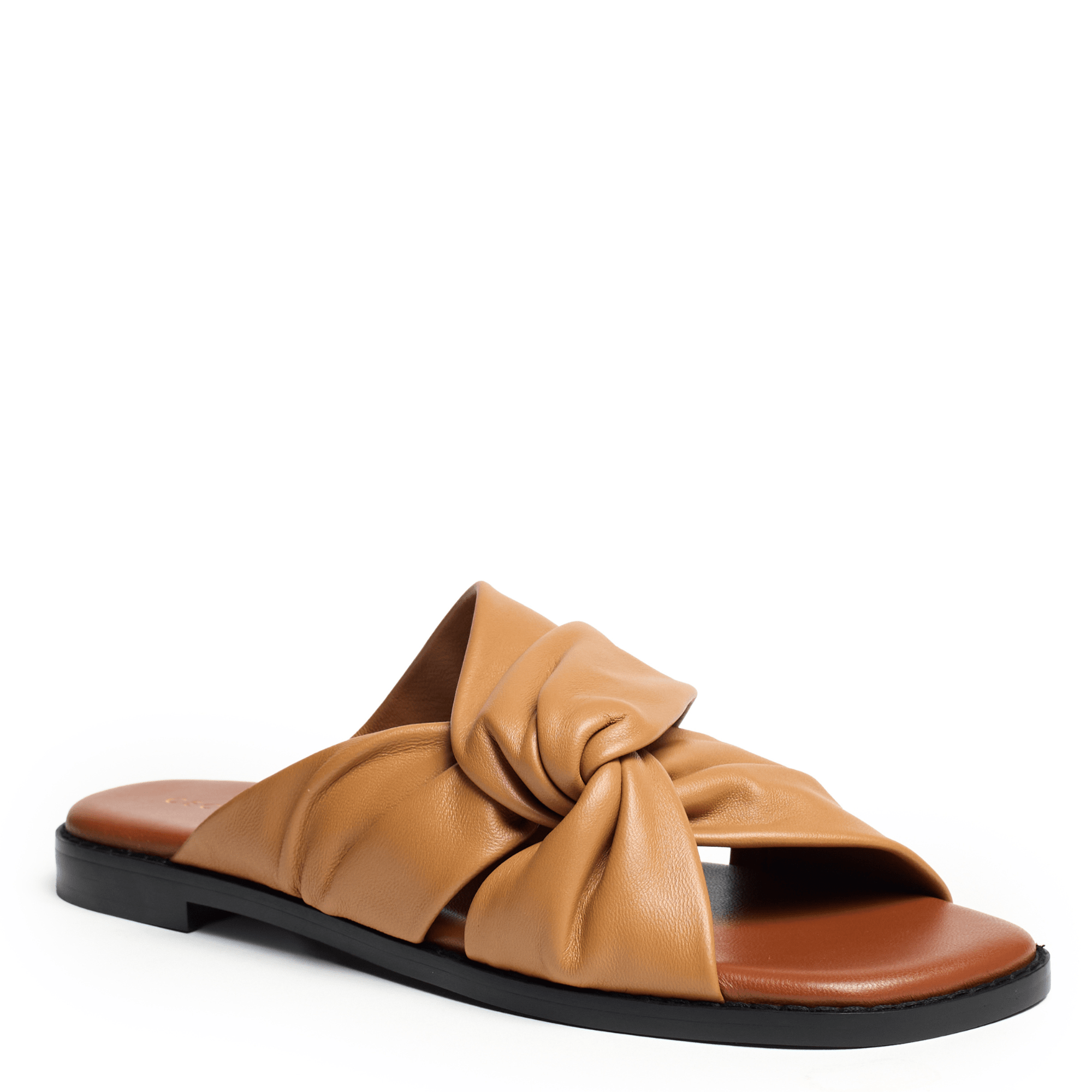 Tan sandal with a knot detail sandal womens