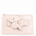 tan leather floral flower clutch handbag Cecelia New York