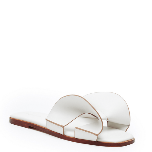 Wendy - Leather Summer Flat Sandal - Alabaster – Cecelia New York