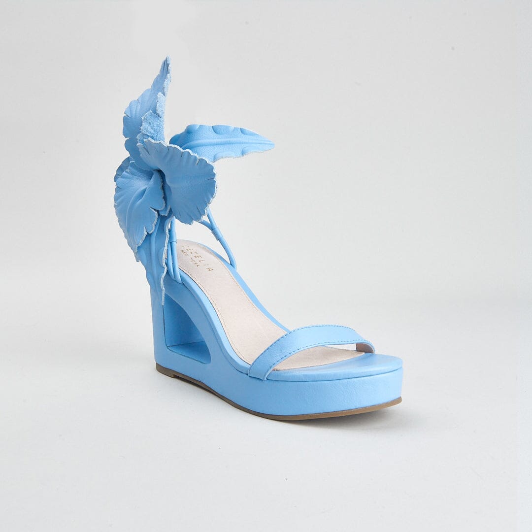 Blue wedge hot sale heel sandals