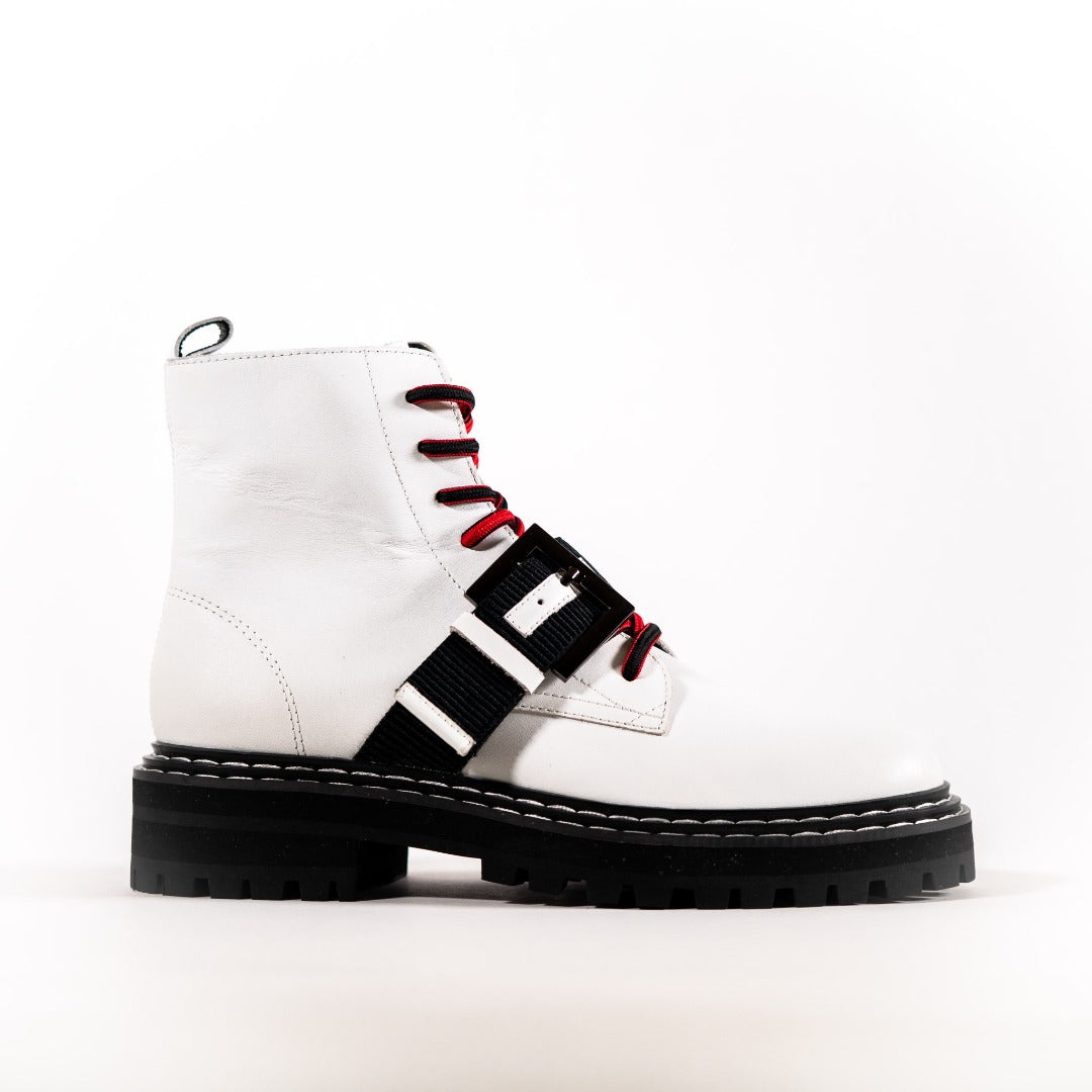 White top buckle boots